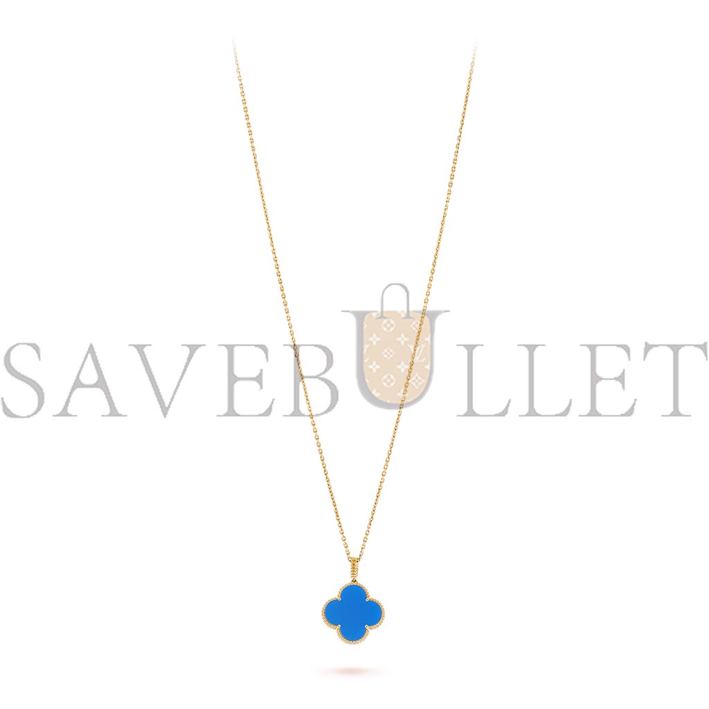 V*n Cl**f & Ar**ls magic alhambra long necklace, 1 motif - yellow gold, agate  vcarp6la00